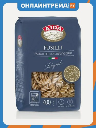 Изображение товара Макаронные изделия Aida цельнозерновые Fusilli Спираль 400 г