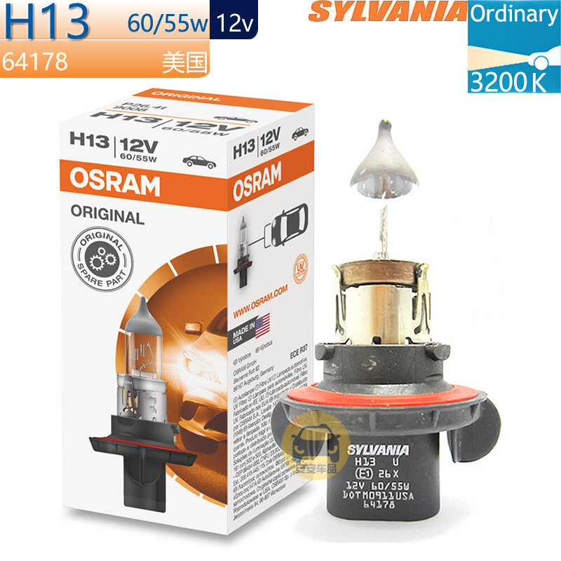 OSRAM H13 Галогеновая лампа для автомобиля 64178 12В 60/55Вт для фар и противотуманных фонарей
