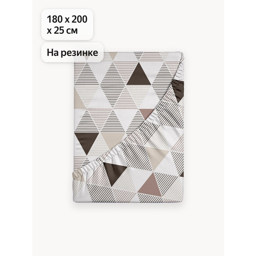 фото Простыня на резинке uniqcute 180х200х25 см, поплин, хлопок 100%, альпака лав