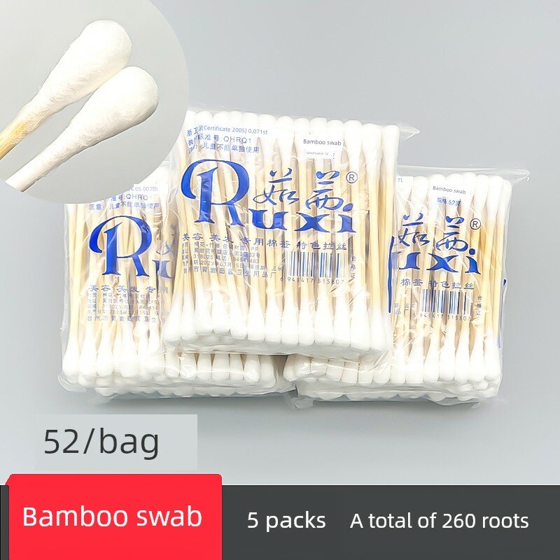 Одноразовые ватные палочки с большими головками и бамбуковыми палочками, 5 упаковок для домашнего использования