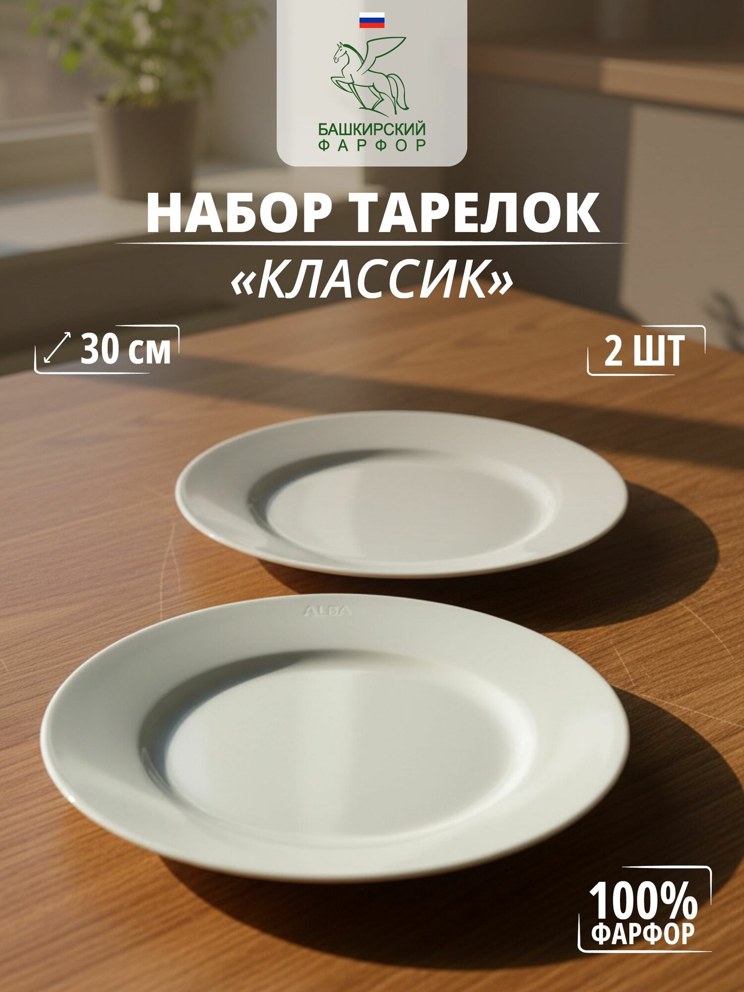 Башкирский фарфор Набор тарелок 30 см 2 шт белый