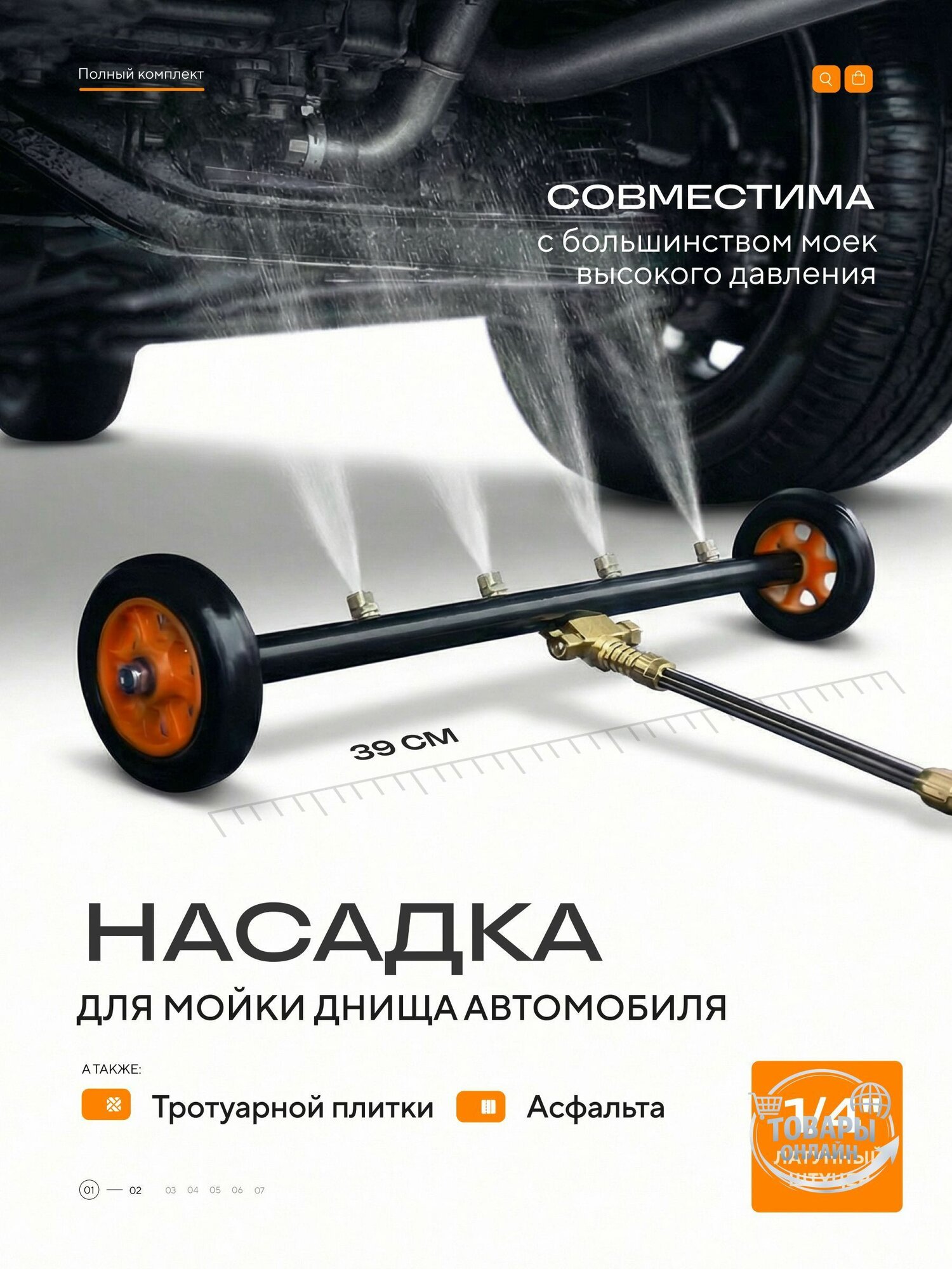 Насадка для мойки днища автомобиля / Фреза для моек высокого давления
