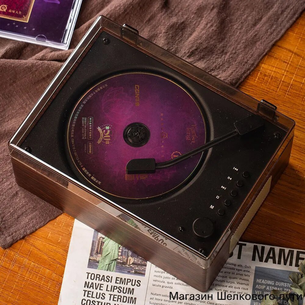 CD-проигрыватель, Цвет Темно-коричневый, Гарантия 7 дней, Страна-изготовитель Китай — фото 1