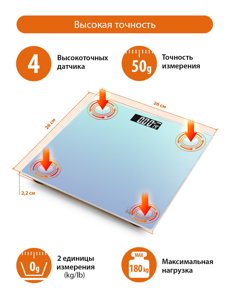 Весы напольные HOME ELEMENT HE-SC906 лилово-голубой, точность 50г, до 180 кг — фото 1