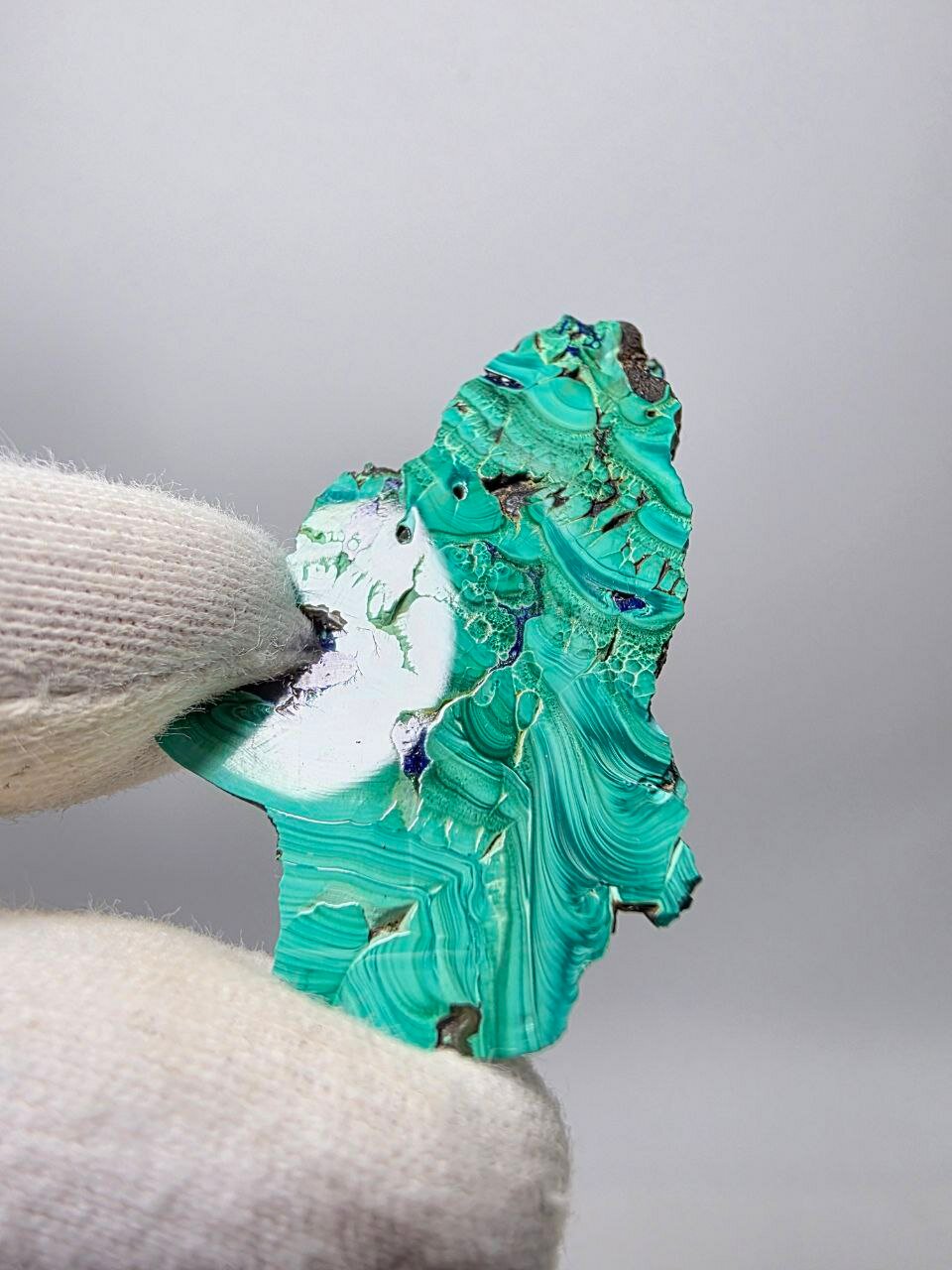 Малахит (полированный) 46 мм, 14 г, Россия, Западная Сибирь — фото 1