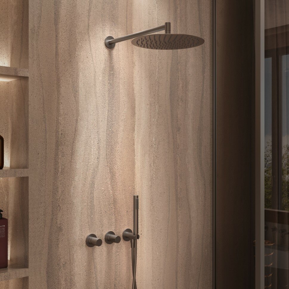 Душевой комплект Aura VSFW-6AU1GM встраиваемый, 2 режима, вороненая сталь