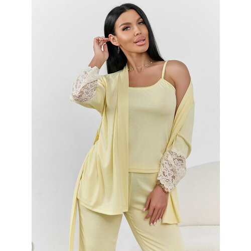 фото Пижама buy-tex.ru женская с штанами, размер 44-46, желтый