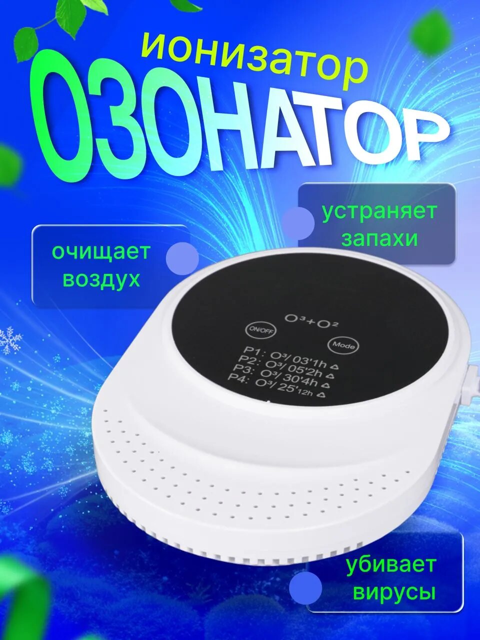 Домашний очиститель воздуха / Ионизатор для странения неприятных запахов для дома и офиса