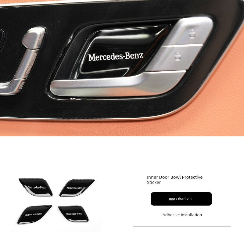 Накладка на ручку двери Mercedes E-Class 2024-2025, черный титан, защитная наклейка от царапин