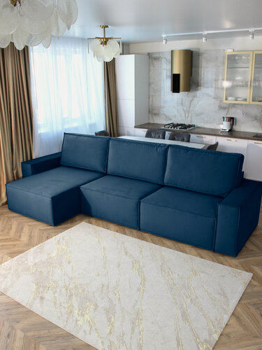 Изображение товара Диван-кровать угловой Конер синий, левый угол, Еврокнижка, 350х155х65 см