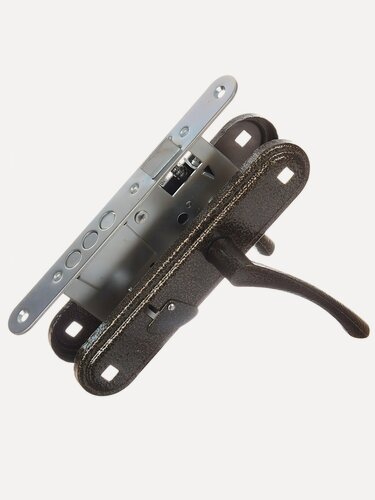 Изображение товара Замок врезной Зенит ЗВ9-4.2 сувальдный с ручкой, бронзовый, межосевое расстояние 55 мм, 3 ключа, стальной корпус, Россия