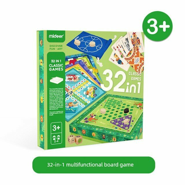 Полный набор настольных игр 32 в 1 для детей: летающие шахматы, го и пять в ряд