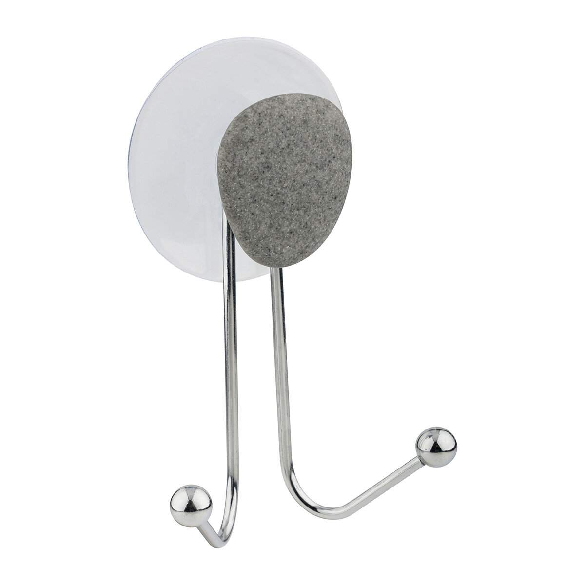 Крючок Рыжий кот Stone, двойной, на присоске, хромированный металл 109058