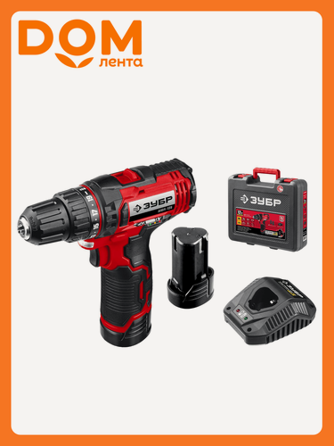 Изображение товара Дрель-шуруповерт аккумуляторная ЗУБР Мастер ДШЛ-125-22 с 2 АКБ и З/У