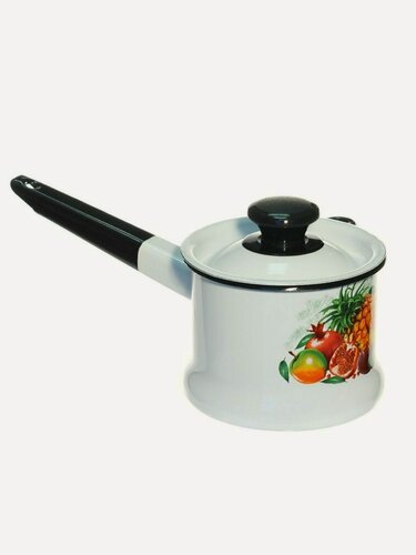 Изображение товара Ковш эмалированный Керченский металлургический завод 1 л с крышкой, стальной, для индукционных и газовых плит, в ассортименте