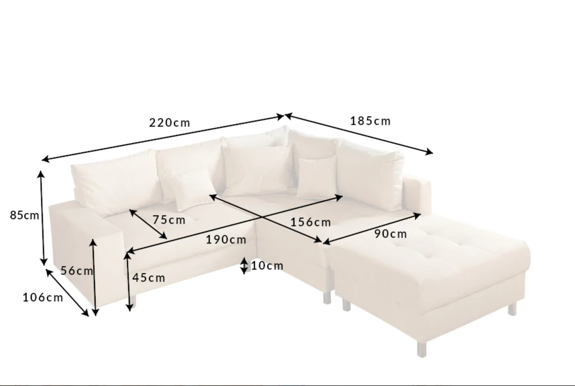 Диван угловой Harizma-Mebel Парадокс-Мини мод4, антивандальный, с пуфом, 218x185x90 см — фото 1