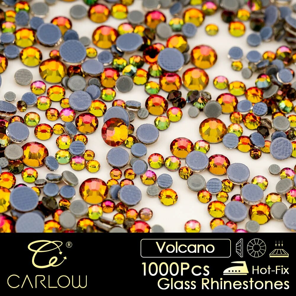 Стразы стеклянные Volcano, 1000 шт, Hot-Fix