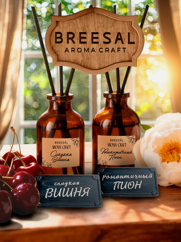Изображение товара Breesal диффузор для дома с палочками Aroma Craft Сладкая вишня и Романтичный пион
