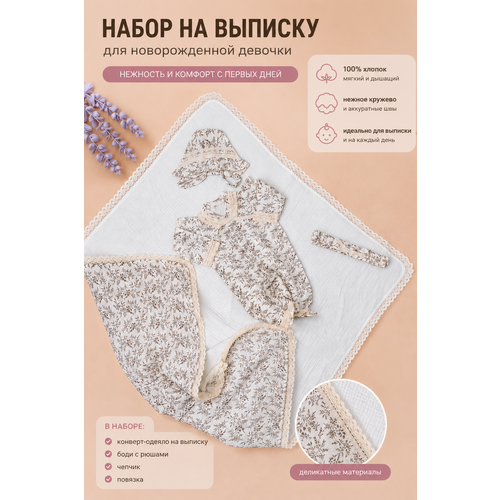 фото Конверт для новорождённого из муслина на выписку в роддом шале бохо альянс-текстиль