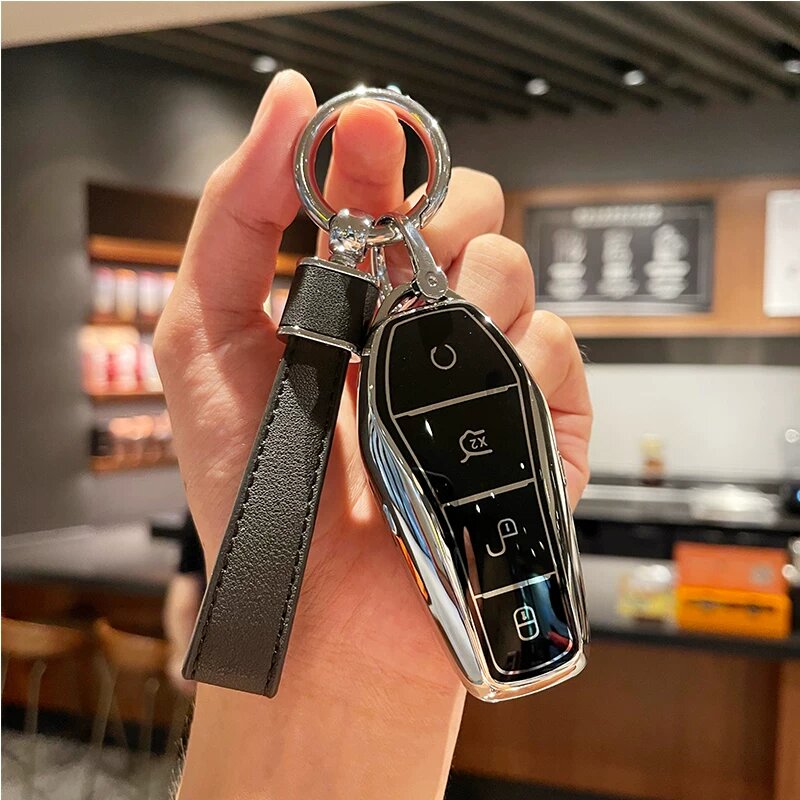 Чехол для ключа автомобиля BYD Dolphin, Han EV, Song Pro, Qin Plus, Yuan Plus, Seagull, Seal черный классический с