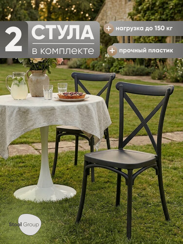 Изображение товара Комплект стульев для кухни 2 шт Кроссо, пластиковый, черный