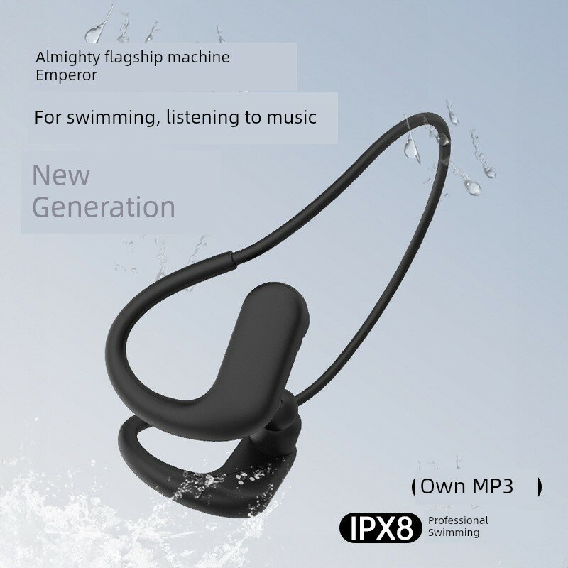 Водонепроницаемые беспроводные наушники Bluetooth с 8 ГБ памяти для плавания, бега и спорта — черные, версия Bluetooth