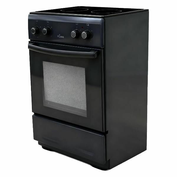 Электрическая плита Flama CES 3222 Gr, серый, 50 см, 2 конфорки, 30 л, стеклокерамика, серый