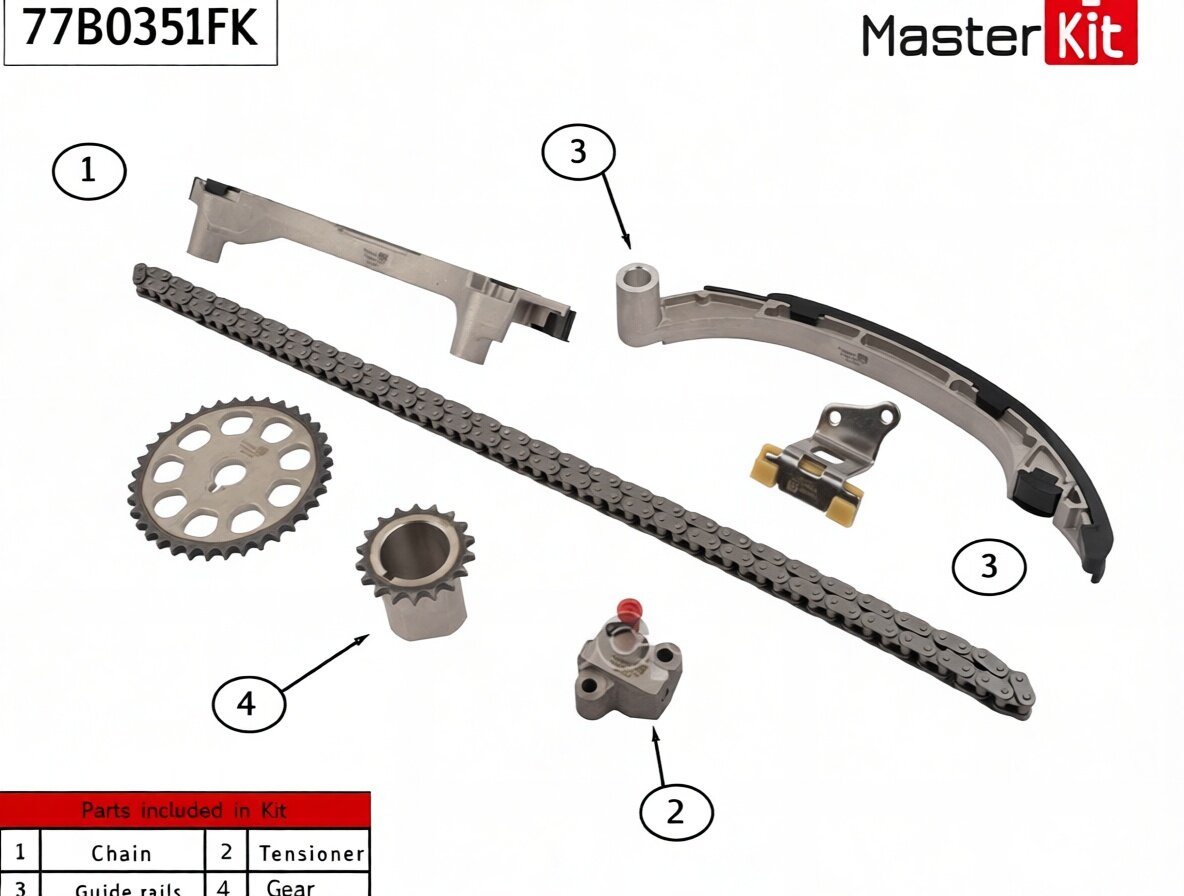 Комплект цепи ГРМ TOYOTA 1TR-FE 77B0351FK MasterKit арт. 77B0351FK