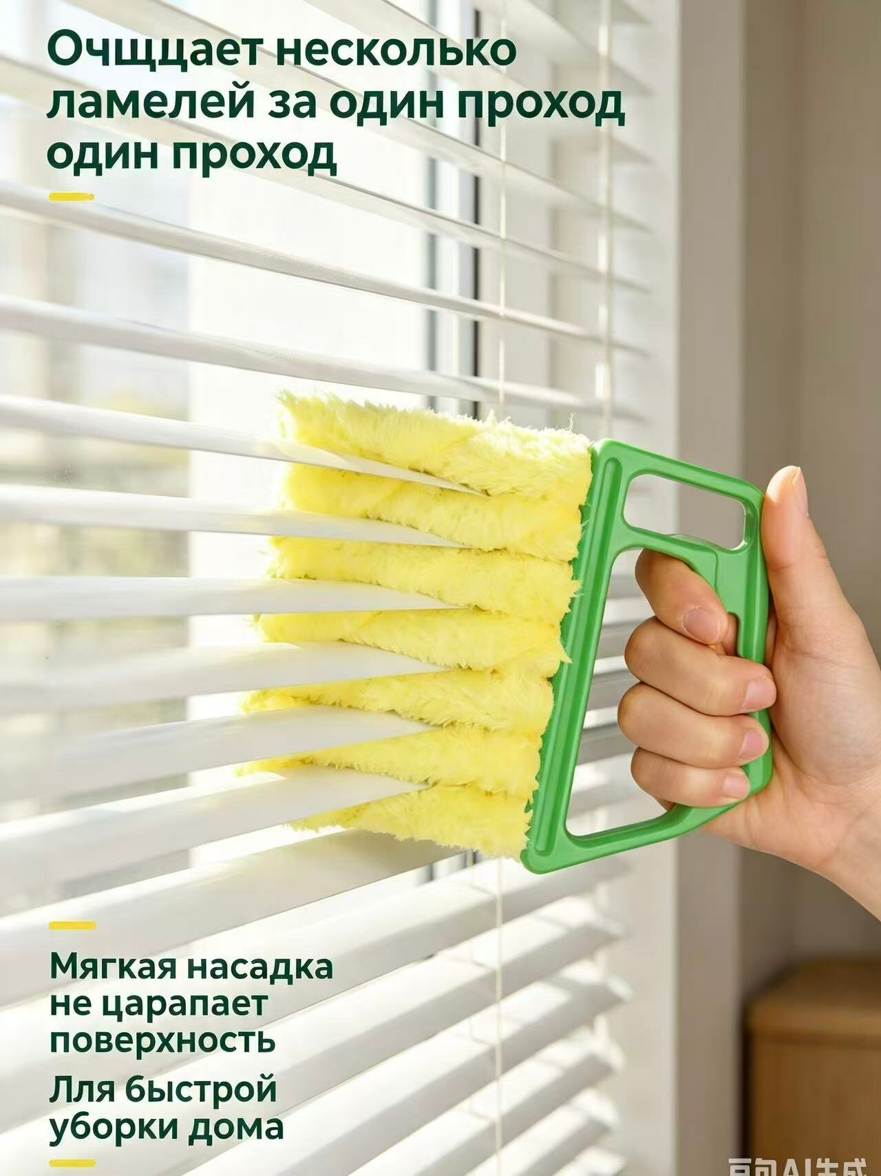 Щётка для очистки жалюзи, ручная щетка‑очиститель для ламелей оконных жалюзи