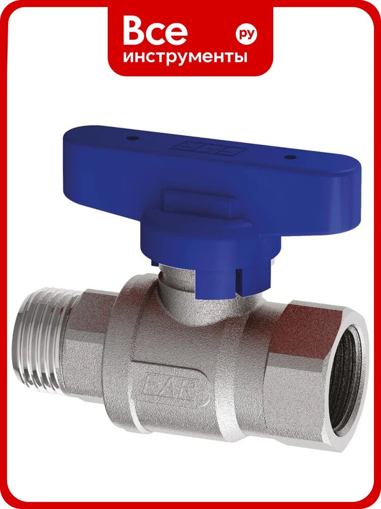 Кран шаровой FAR хромированный, 1/2"НР-ВР, бабочка синяя FS 3097 12BC