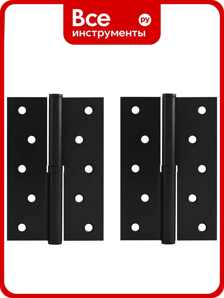 Врезные петли нора-м 750-5" ECO правые 120x80x2,5 черные, 2 шт. 18705
