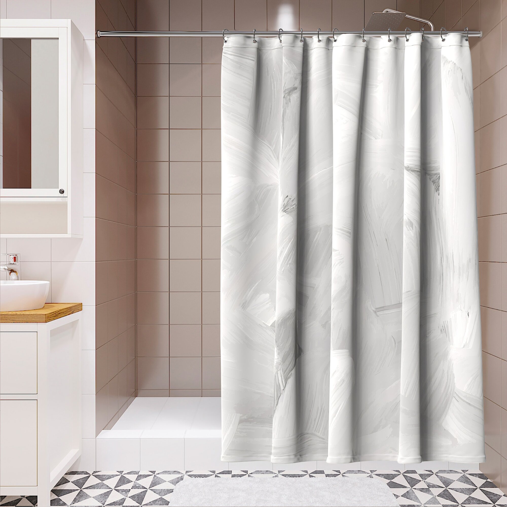 Штора для ванной Lemer Marmora 180x200 см полиэстер цвет серый
