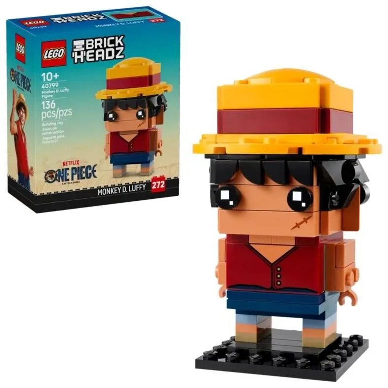 Конструктор BrickHeadz 40799 Фигурка Манки Д. Луффи One Piece, 136 деталей
