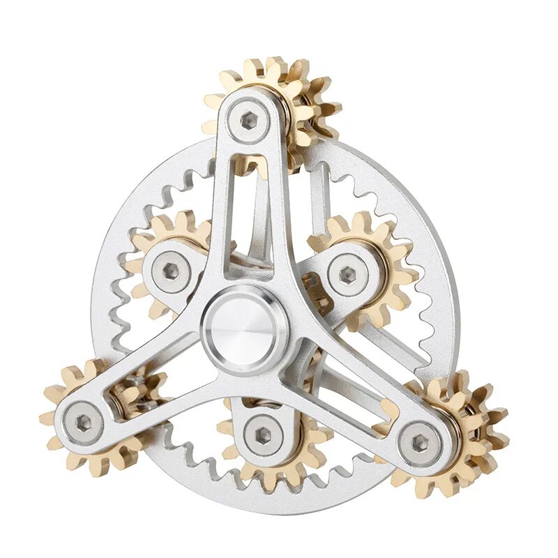 Металлический вращающийся спиннер 9 зубьев Бежевый, 4 Gears Silver Up