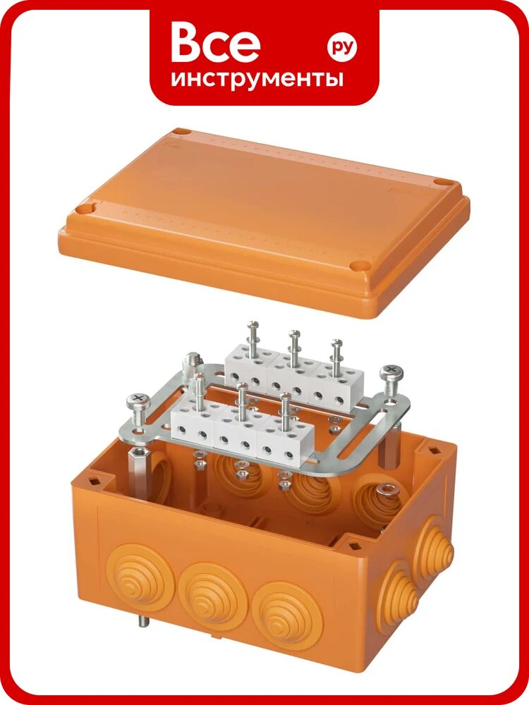 Коробка пластиковая DKC FS с кабельными вводами и клеммниками, IP55, 240x190x90 мм, 8р, 450V, 32A, 10 мм2, нерж. контакт 1 ШТ FSK41810
