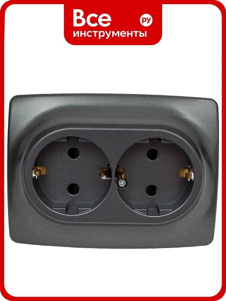 Розетка ЭРА 12210812 2x2PE Schuko со шторками, 16A/250В, IP20, 2, графит Б0036448