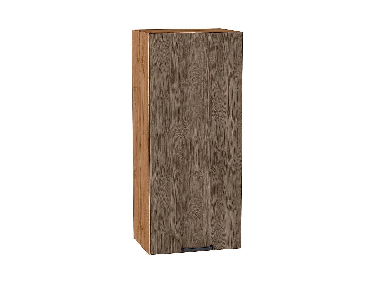 Шкаф верхний с 1-ой дверцей Флэт, цвет фасада Brown Casella Oak 2S, цвет каркаса Дуб Вотан, 920*400*318 (В*Ш*Г) мм