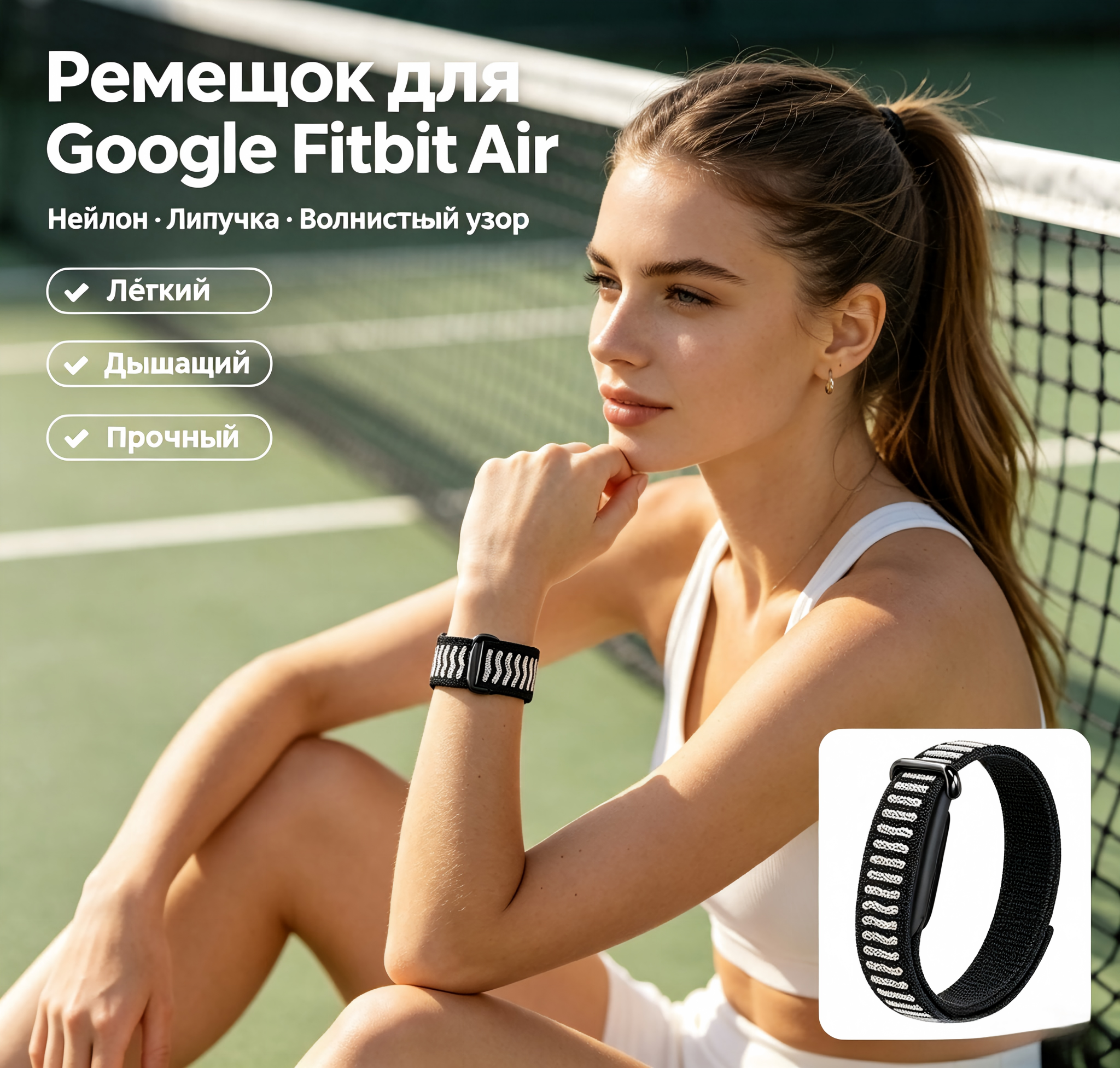 Ремешок для Google Fitbit Air нейлоновый волнистый с липучкой спортивный для мужчин женщин