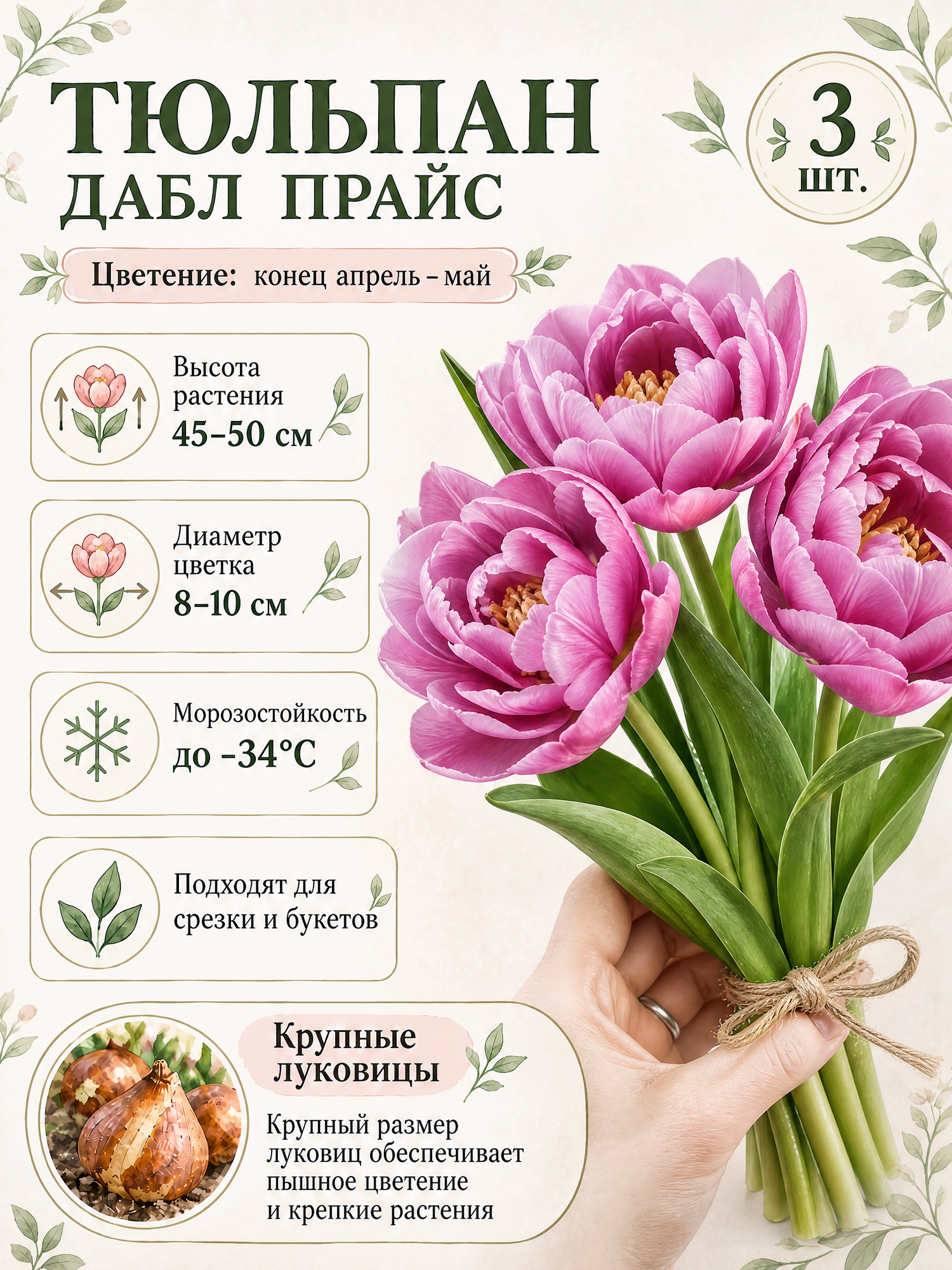 Тюльпан Дабл Прайс, луковицы 3 шт.