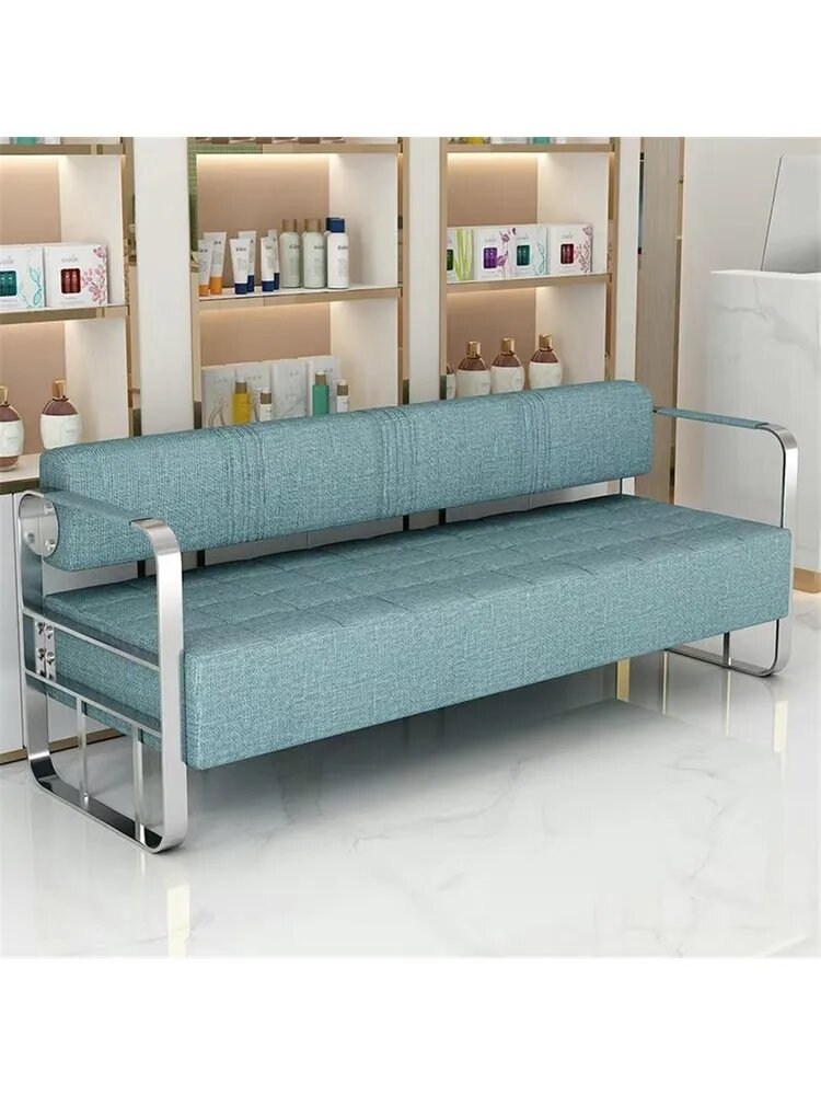 Кушетка 150х55х73 см, голубой, серебристый