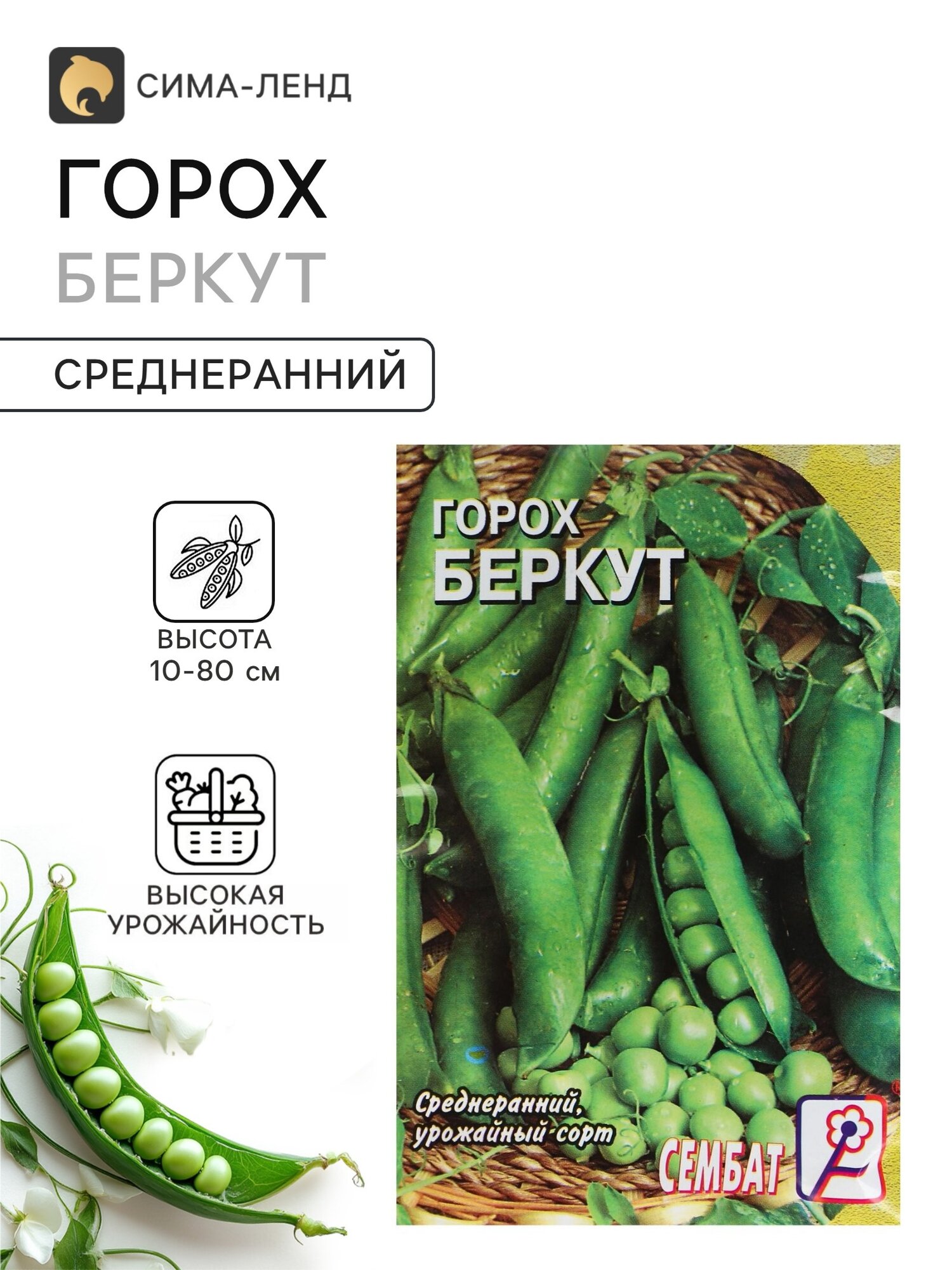 Семена Горох Беркут. 10 упаковок