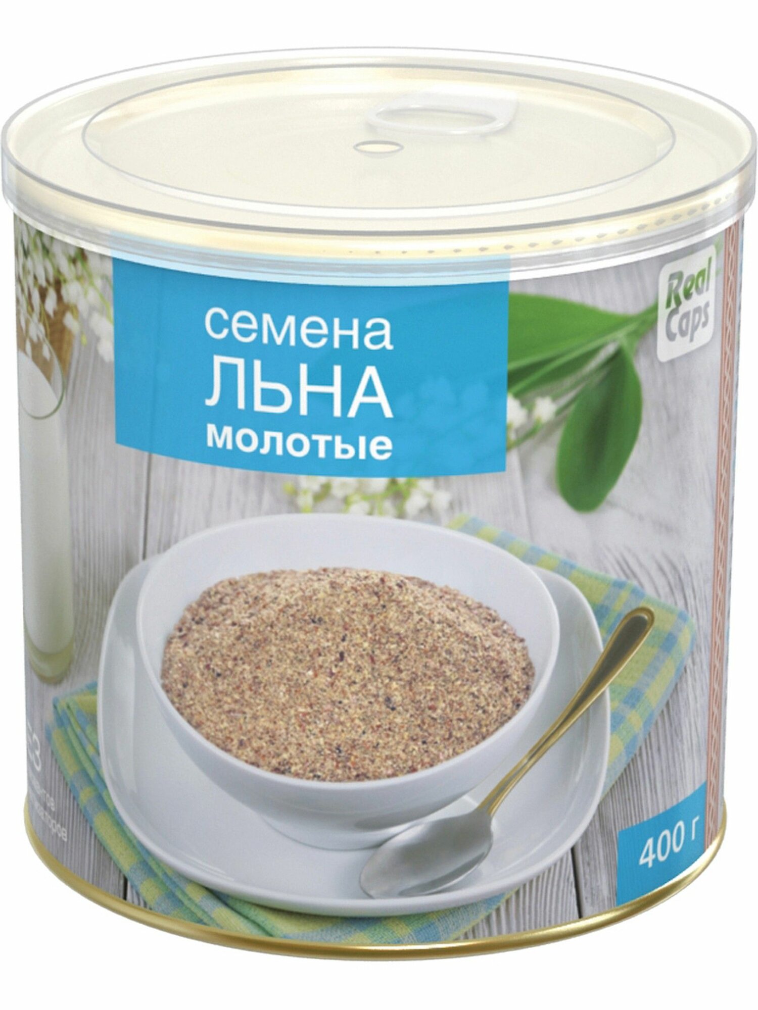 Семена льна молотые Realcaps 400 г, порошок для добавления в пищу