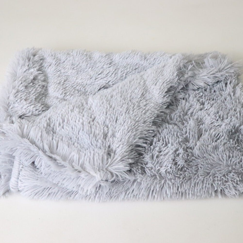 Plush Pet Mat Double Layer Pet Blanket Endurable Pet Cushion For Pet Cat Dog Light Grey M