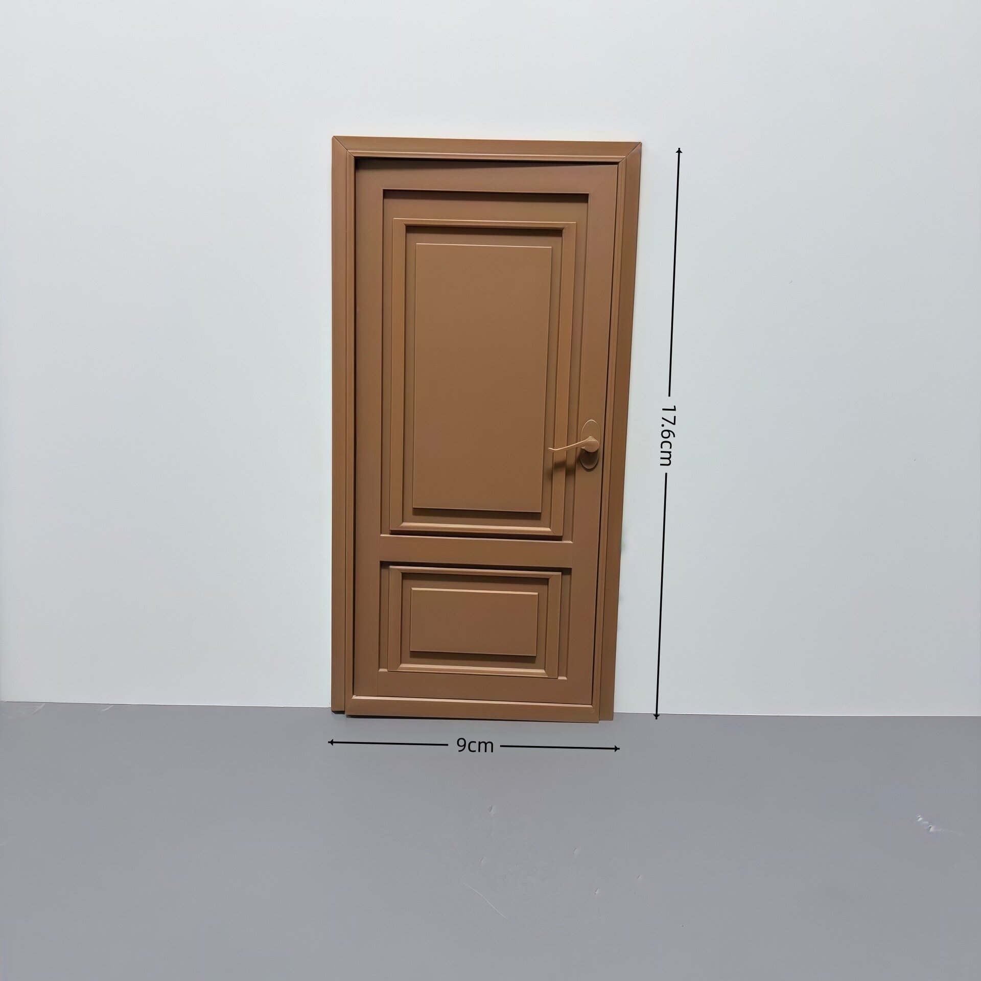 Миниатюрная дверь для кукольного домика 17.6x9 см коричневая пластиковая открывающаяся с ручкой DIY модель