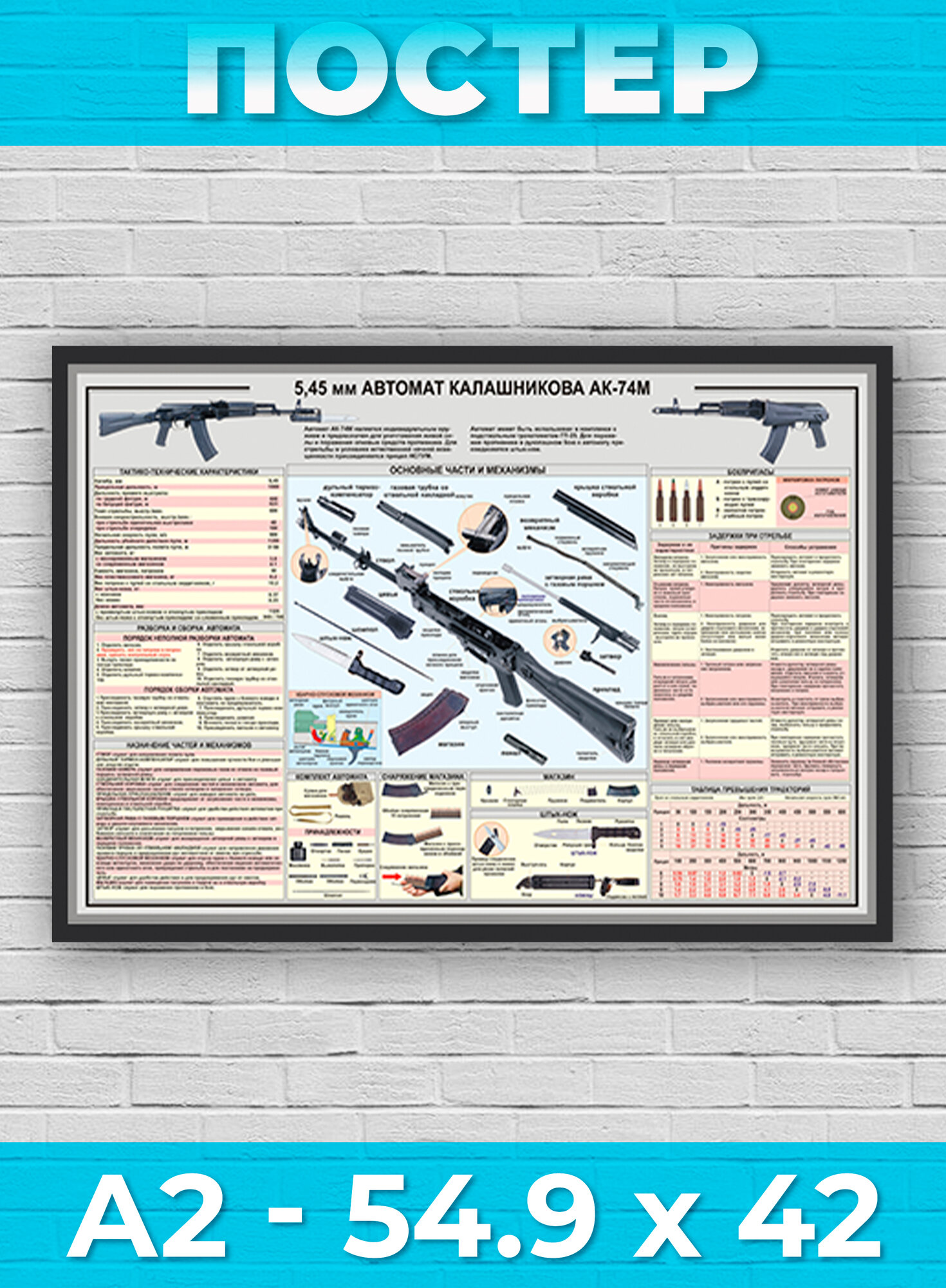 Постер "А2 - Автомат Калашникова АК-74М", 59.4 см х 42 см