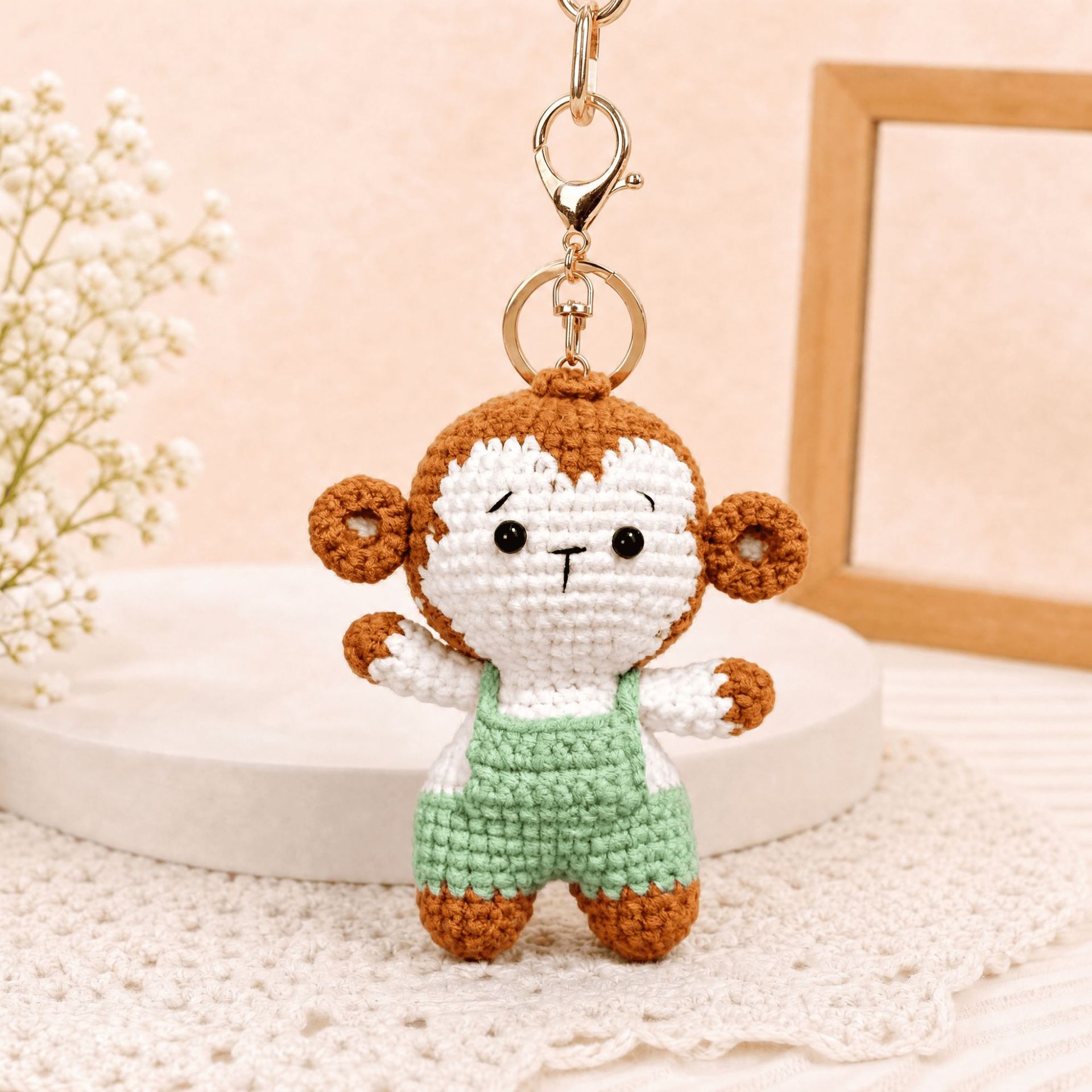 Вязаная игрушка-ключ на маленькую обезьяну, плюшевый брелок для сумки, милый вязаный подарок