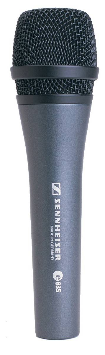 Динамический вокальный микрофон Sennheiser [E 835] с кардиоидной направленностью. Диапазон: 4016000Гц, импеданс: 1000Ом, чувствительность: 2,7мВ/Па, вес: 330г.