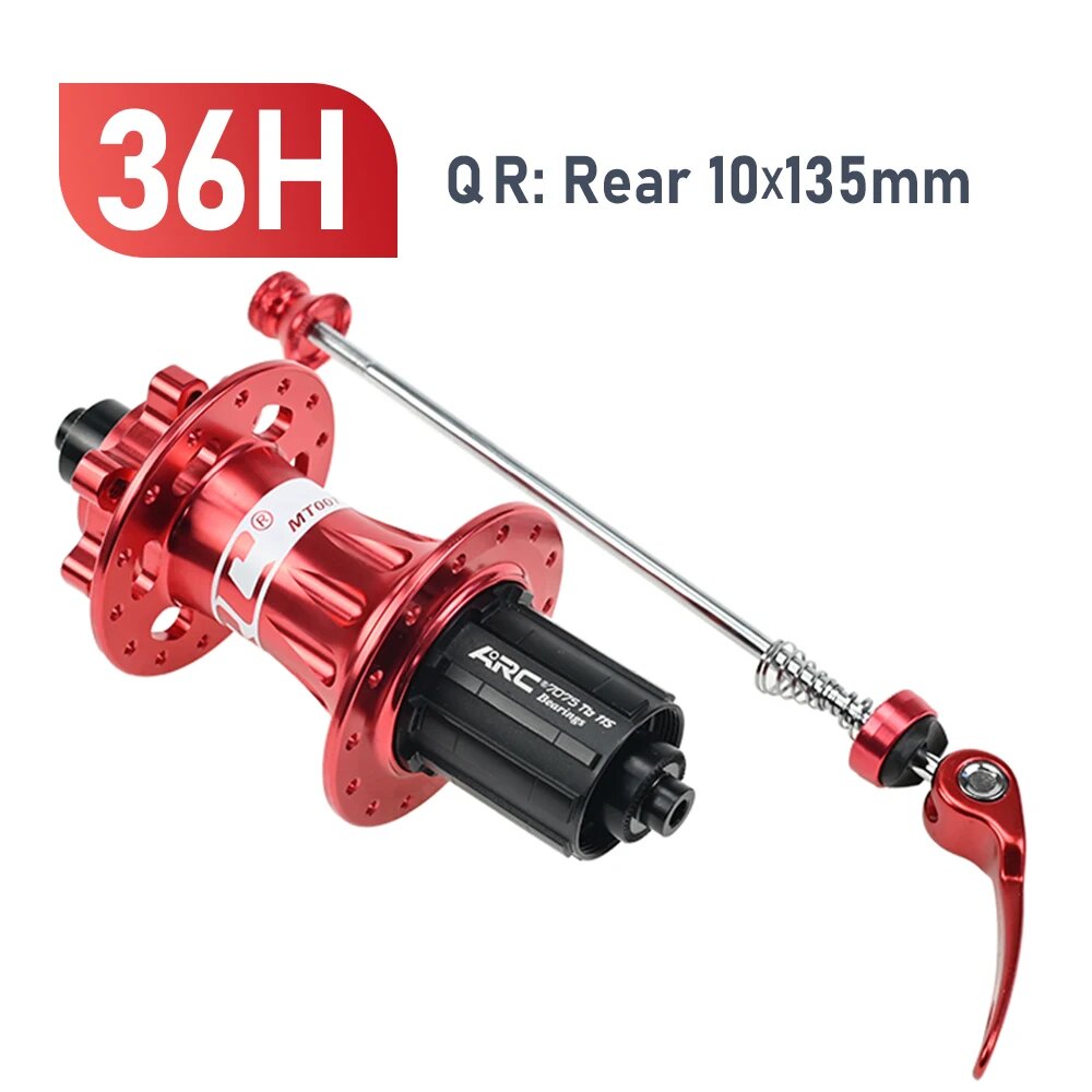 ARC MT007 Ступица для горного велосипеда 36 отверстий Красный, Rear 36H 10x135mm