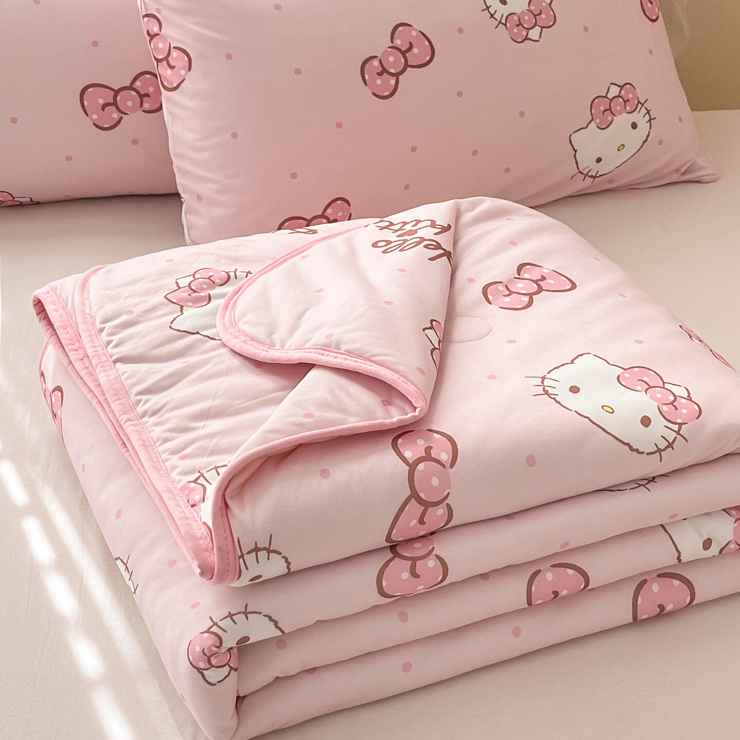 Летнее одеяло Sanrio из ледяной ткани 120x150 см, машинная стирка, прохладное постельное белье для детей, Милая КТ