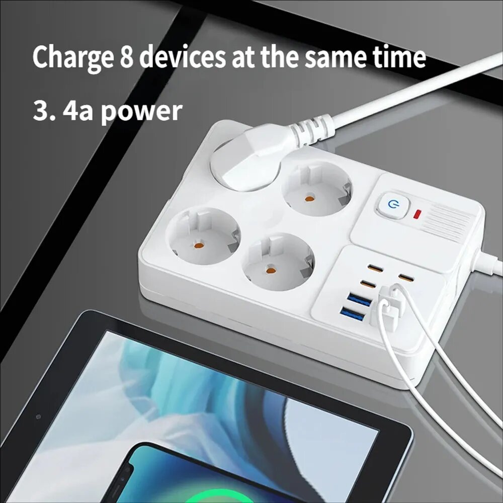 Многофункциональный европейский модуль с 4 USB-C и USB-A